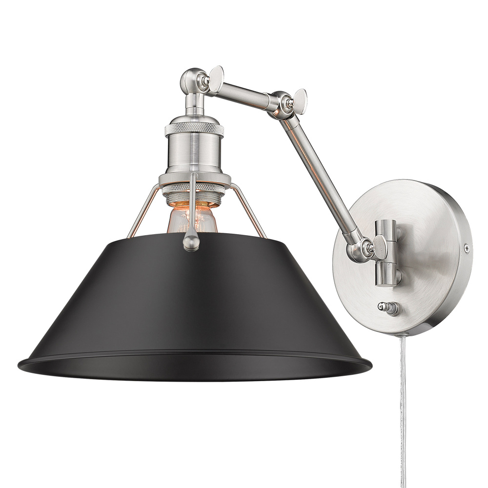 Yep by Golden Lighting Orwell 1-light Swing Arm Wall Lamp in Pewter and Matte Black shade